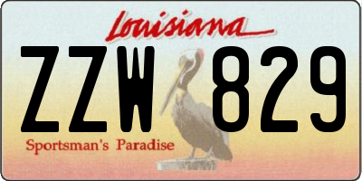 LA license plate ZZW829