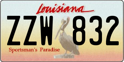 LA license plate ZZW832
