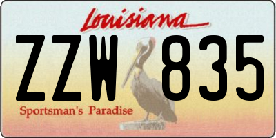 LA license plate ZZW835