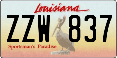 LA license plate ZZW837