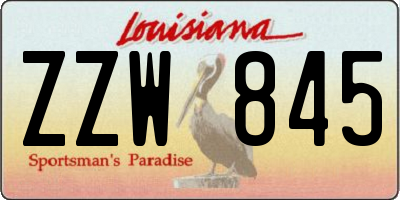 LA license plate ZZW845