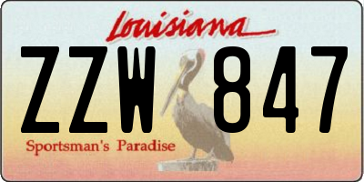 LA license plate ZZW847