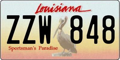 LA license plate ZZW848