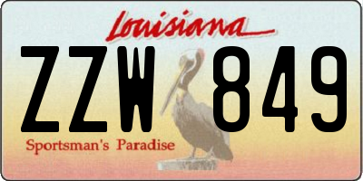 LA license plate ZZW849