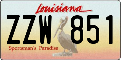 LA license plate ZZW851