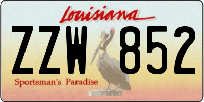 LA license plate ZZW852