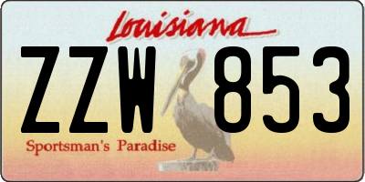 LA license plate ZZW853