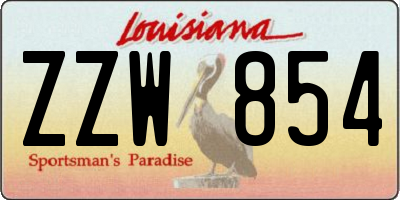 LA license plate ZZW854