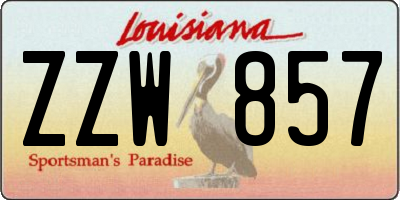 LA license plate ZZW857