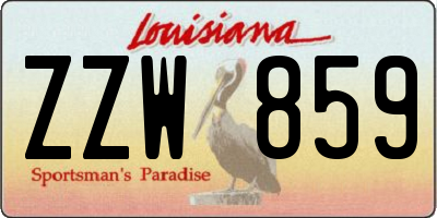 LA license plate ZZW859