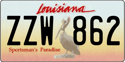 LA license plate ZZW862