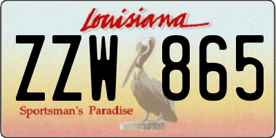 LA license plate ZZW865