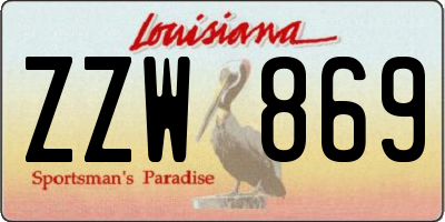 LA license plate ZZW869
