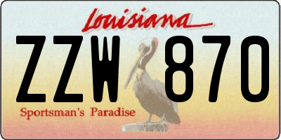 LA license plate ZZW870