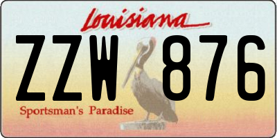LA license plate ZZW876