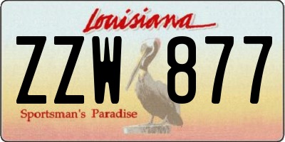 LA license plate ZZW877