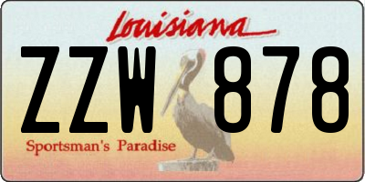 LA license plate ZZW878