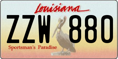 LA license plate ZZW880