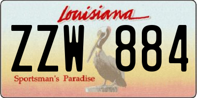 LA license plate ZZW884