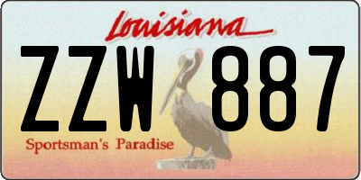 LA license plate ZZW887