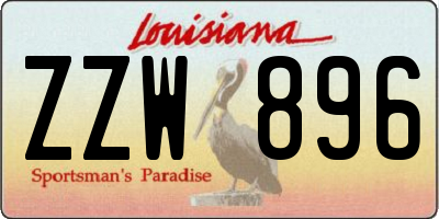 LA license plate ZZW896