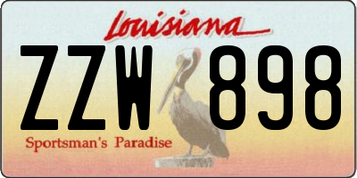 LA license plate ZZW898