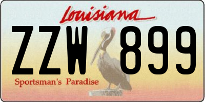 LA license plate ZZW899