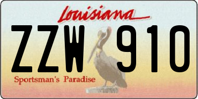 LA license plate ZZW910