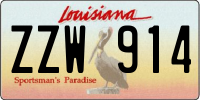 LA license plate ZZW914