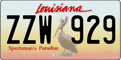 LA license plate ZZW929