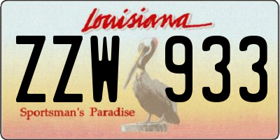 LA license plate ZZW933