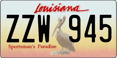 LA license plate ZZW945