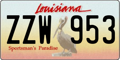 LA license plate ZZW953