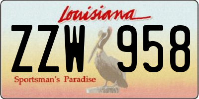 LA license plate ZZW958