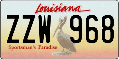 LA license plate ZZW968