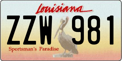 LA license plate ZZW981