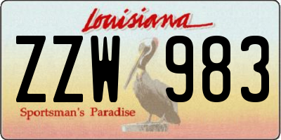 LA license plate ZZW983