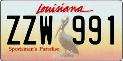 LA license plate ZZW991