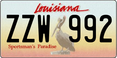 LA license plate ZZW992