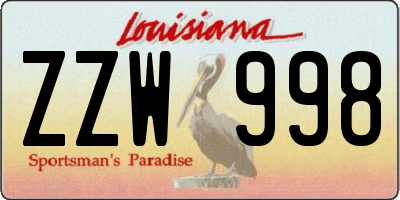 LA license plate ZZW998