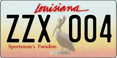 LA license plate ZZX004