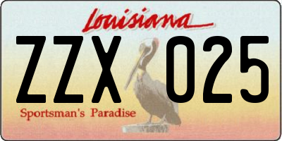 LA license plate ZZX025