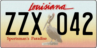 LA license plate ZZX042