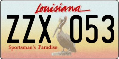 LA license plate ZZX053