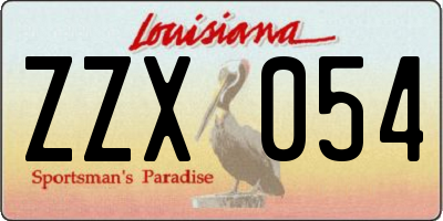 LA license plate ZZX054