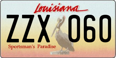 LA license plate ZZX060