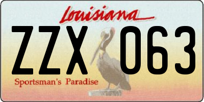 LA license plate ZZX063