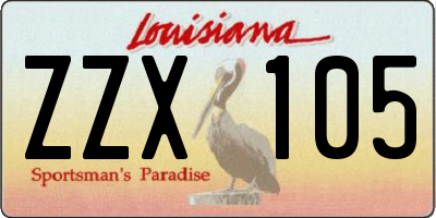 LA license plate ZZX105
