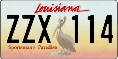 LA license plate ZZX114