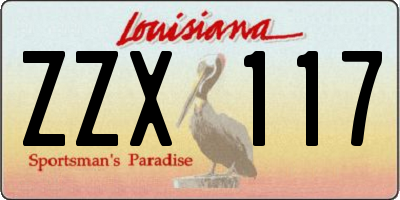 LA license plate ZZX117